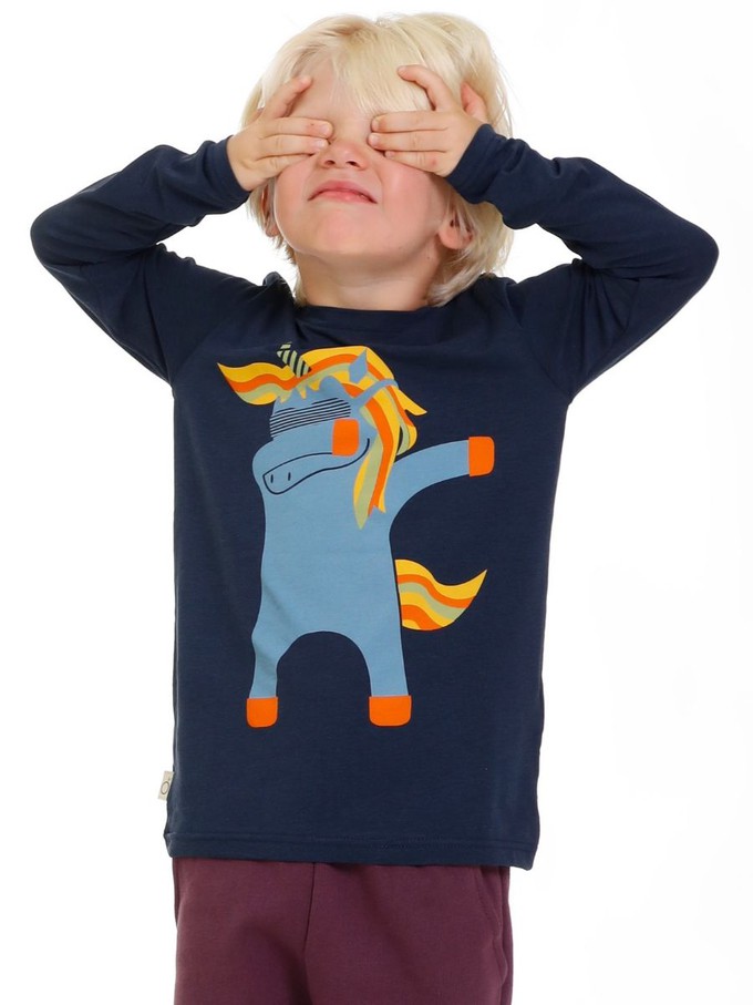 Organic T-Shirt Eucalyptus Aura - blue with unicorn from CORA happywear