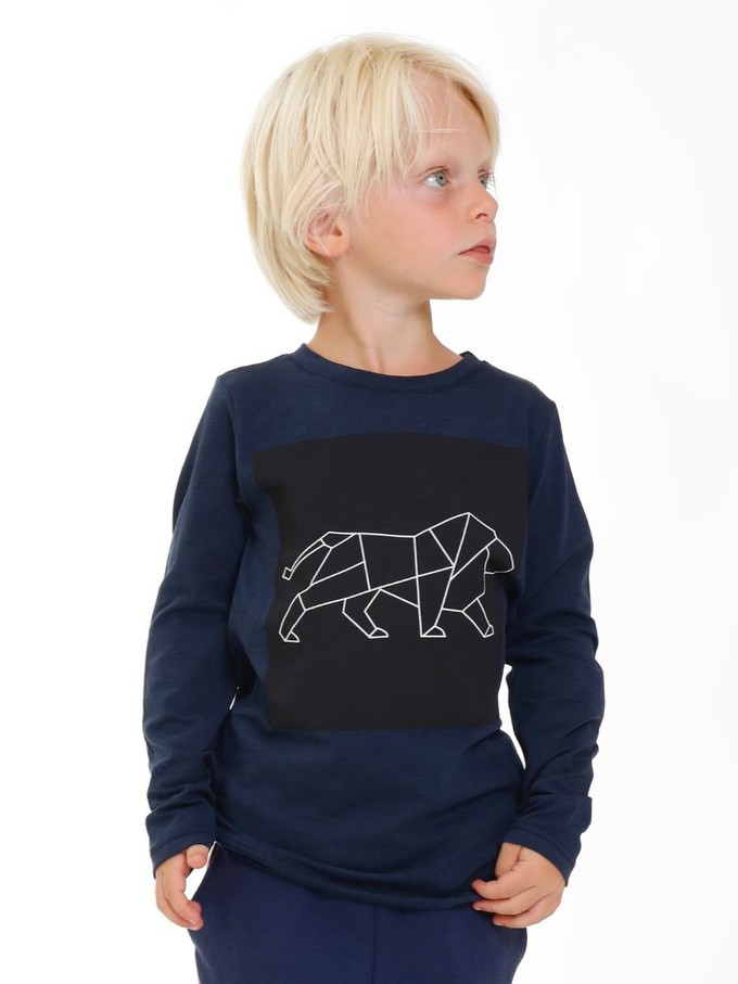 Organic T-Shirt Eucalyptus Aura - blue with lion from CORA happywear