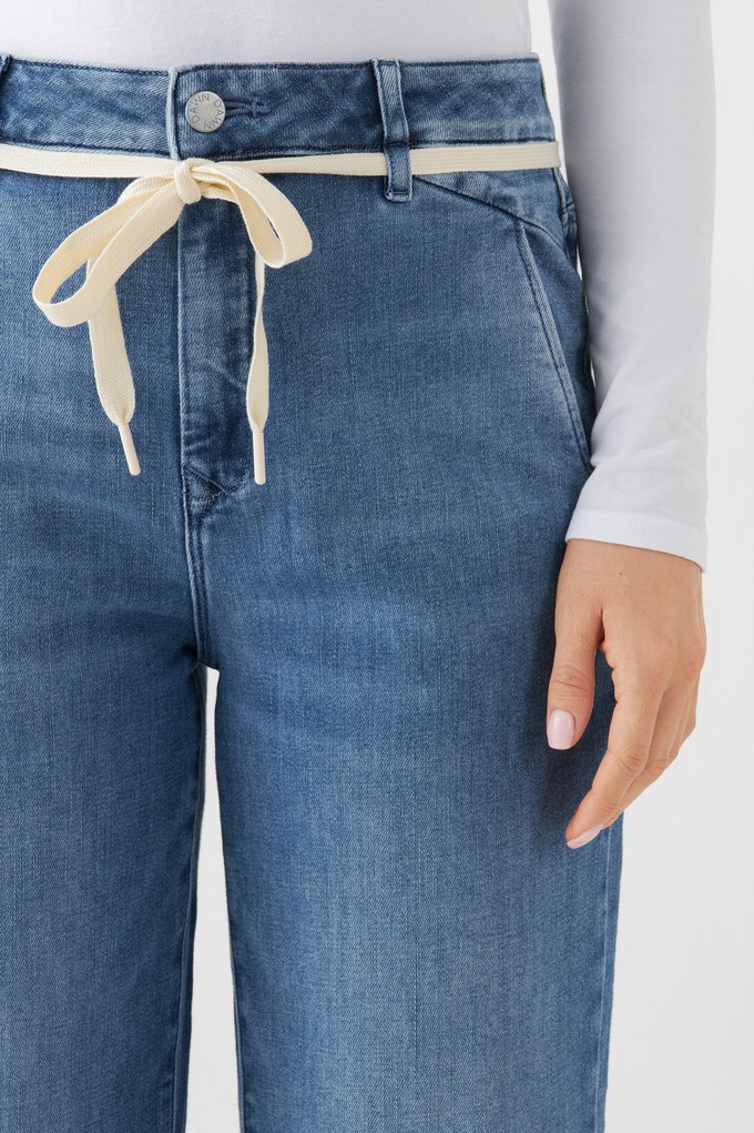 DEW Flared Cropped Soft Denim - French Pocket - Medium Blue from DAWN Denim