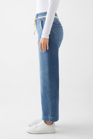 DEW Flared Cropped Soft Denim - French Pocket - Medium Blue from DAWN Denim