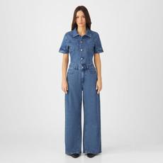 TWITTER Minimal Stretch - Short Sleeve Overall - Medium Blue via DAWN Denim