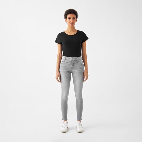 SUN UP Skinny Powerstretch - Design Details - Silver Denim from DAWN Denim