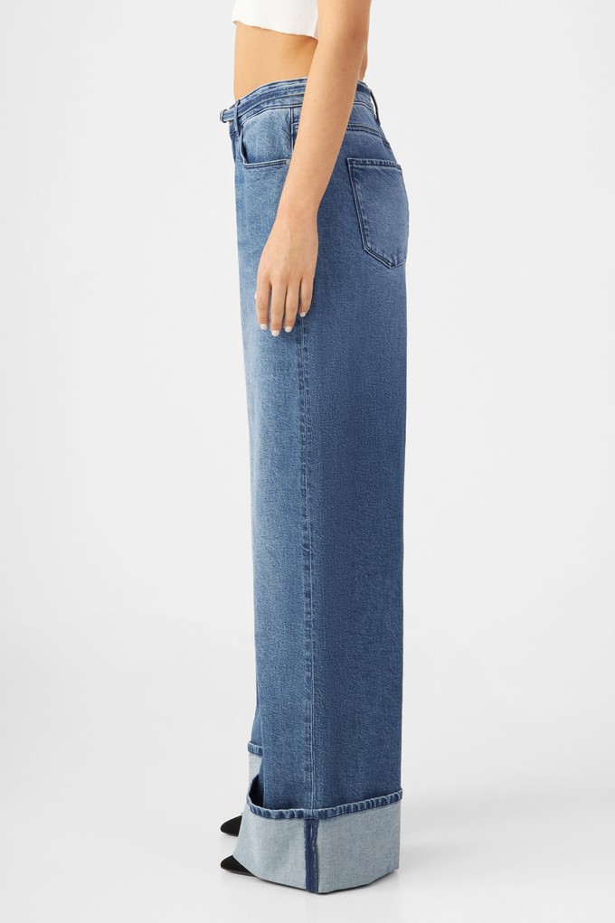 SUNNY Wide Leg Minimal Stretch - Turn Up - Medium Blue from DAWN Denim