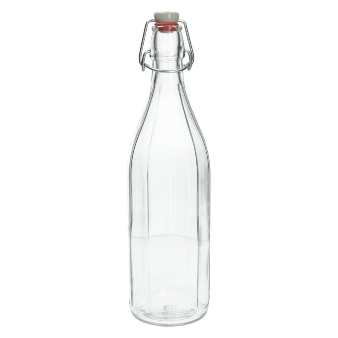 Beugelfles, facet, glas, porseleinen dop, 1 liter from Dille & Kamille