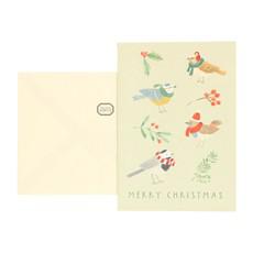 Kerstkaart + envelop, 4 vogeltjes via Dille & Kamille