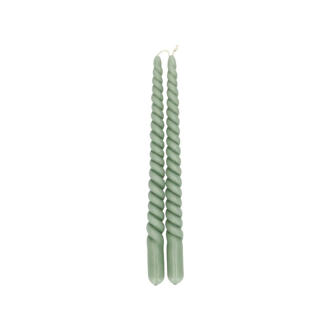 Dinerkaars gedraaid, groen, 29 cm, set van 2 from Dille & Kamille