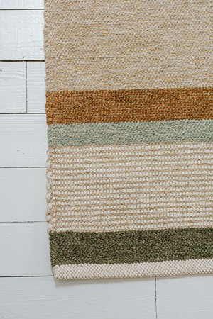 Vloerkleed, gerecycled katoen, beige streep multicolor, groot from Dille & Kamille