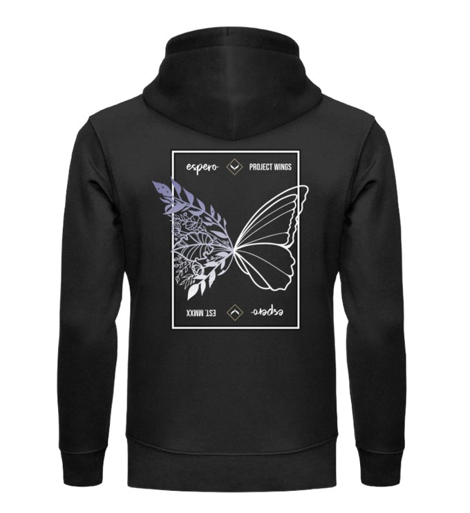 Herrenhoodie Wings Flow Schwarz mit Rückenprint from espero