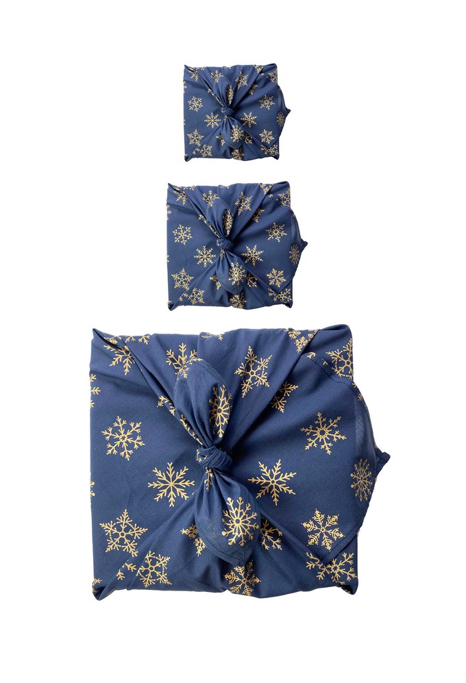 Furoshiki Gift Wrap Midnight Snowflakes Fabric Gift Wrap from FabRap