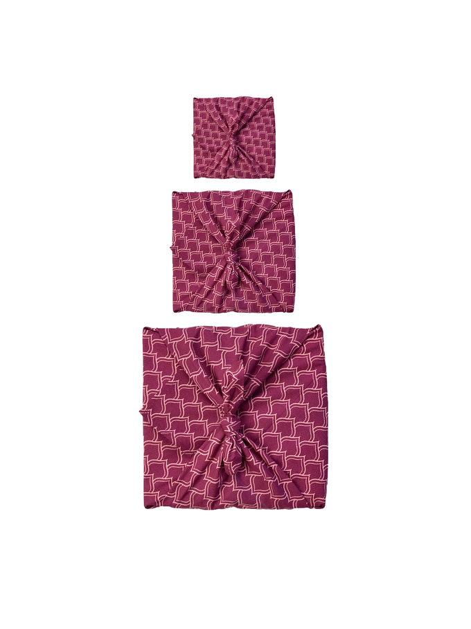 Furoshiki Gift Wrap - 9 Piece Blush Whales & Maroon Arches Bundle Fabric Gift Wrap from FabRap