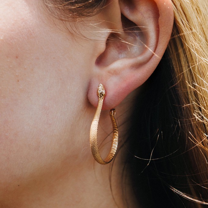 Zilveren studs met bronzen slang from Fairy Positron