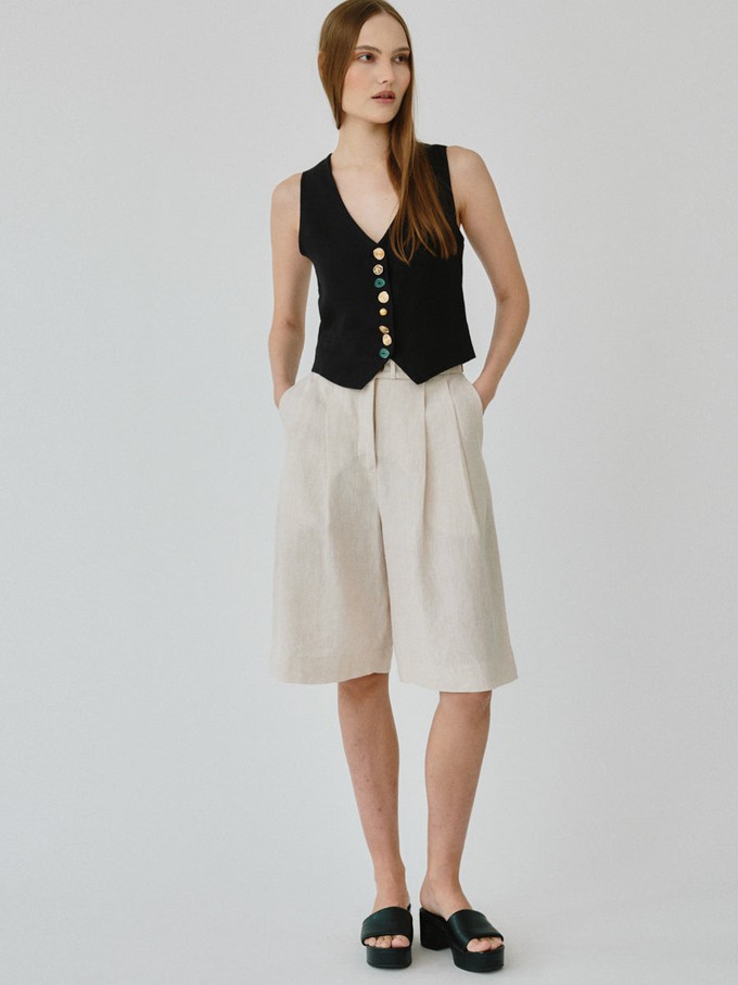 Daphne Linen Waistcoat in Black from Fanfare Label