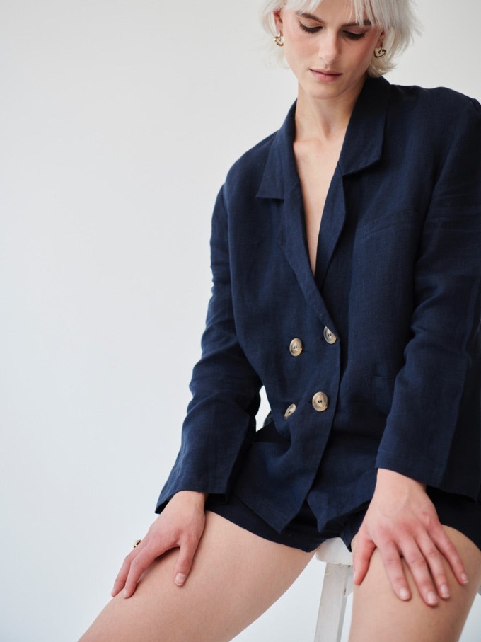 Ethically Made Navy Linen Suit With Shorts from Fanfare Label