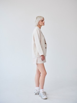 Ethically Made Beige Linen Suit With Shorts from Fanfare Label