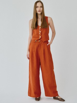 Celeste Linen Trousers in Orange from Fanfare Label