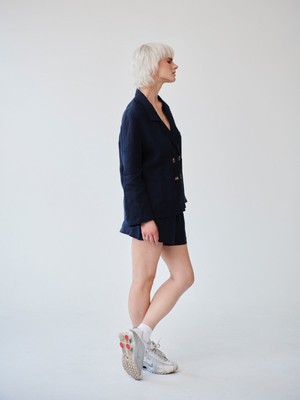 Ethically Made Navy Linen Suit With Shorts from Fanfare Label