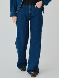 High Waisted Organic & Recycled Wide-Leg Dark Jeans via Fanfare Label