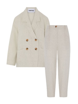 Ethically Made Beige Linen Suit Plain from Fanfare Label