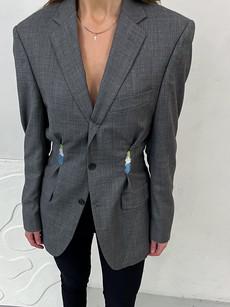 Una Embroidery Upcycled Grey Blazer via Fanfare Label