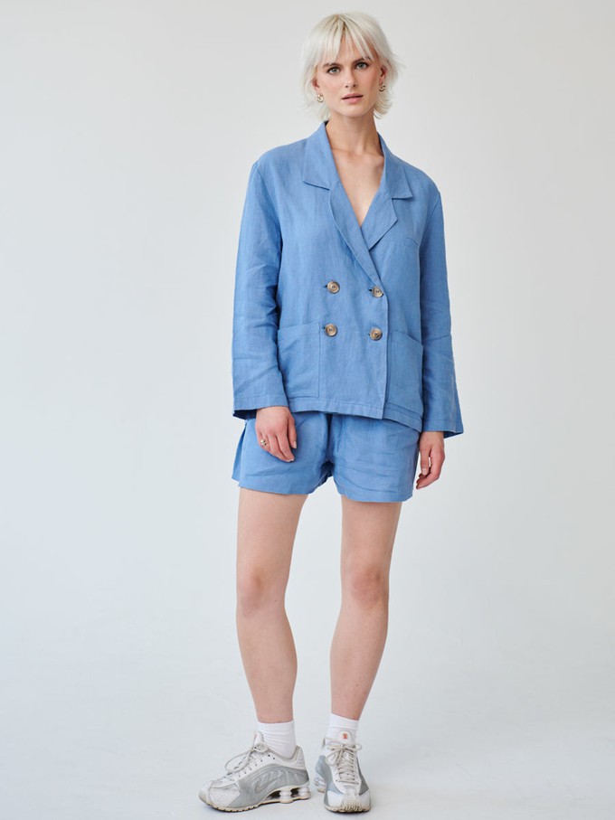 Ethically Made Blue Linen Suit With Shorts from Fanfare Label