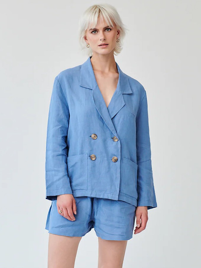 Ethically Made Blue Linen Suit With Shorts from Fanfare Label