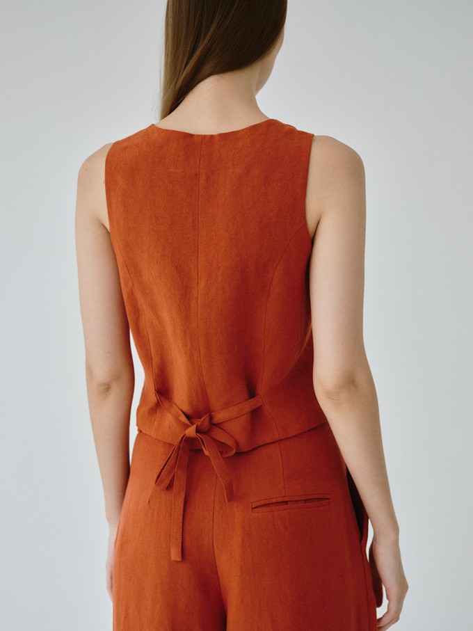 Daphne Linen Waistcoat in Orange from Fanfare Label