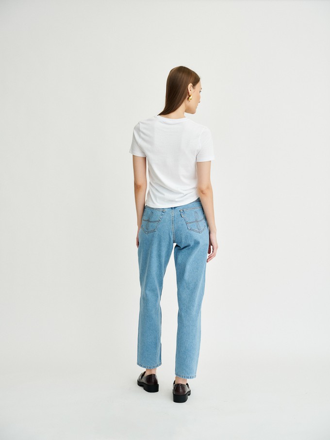 High Waisted Organic & Recycled Mom Fit Plain Jeans from Fanfare Label