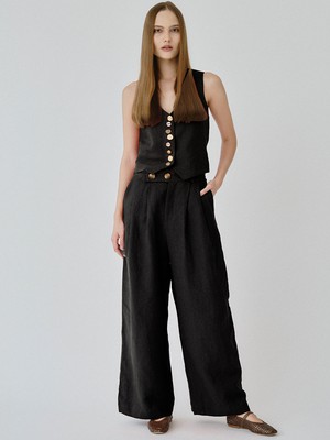 Celeste Linen Trousers in Black from Fanfare Label