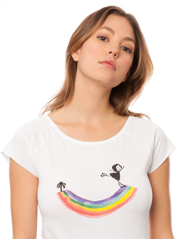 Rainbow girl cap sleeve white size XS from FellHerz T-Shirts - bio, fair & vegan