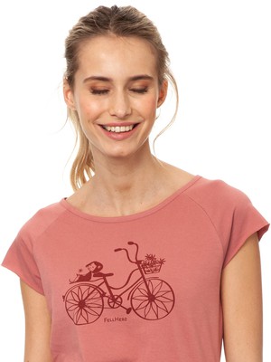 Bicycle Girl Cap Sleeve dusty rose from FellHerz T-Shirts - bio, fair & vegan