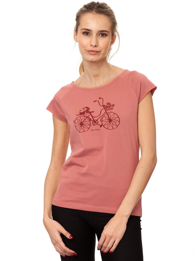 Bicycle Girl Cap Sleeve dusty rose from FellHerz T-Shirts - bio, fair & vegan