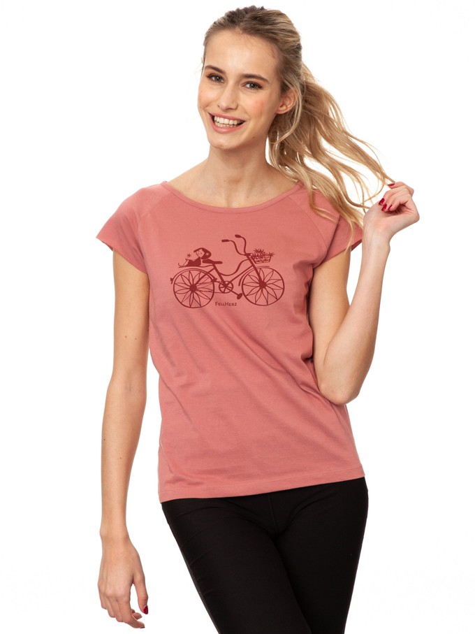 Bicycle Girl Cap Sleeve dusty rose from FellHerz T-Shirts - bio, fair & vegan