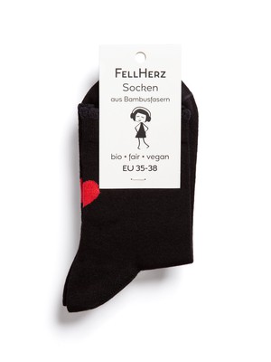 Pack of 3 socks with viscose (made of bamboo cellulose) heart black from FellHerz T-Shirts - bio, fair & vegan