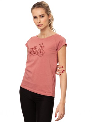 Bicycle Girl Cap Sleeve dusty rose from FellHerz T-Shirts - bio, fair & vegan