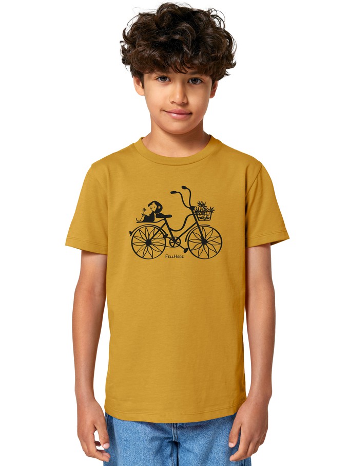 Fahrrad-Mädchen Kids T-Shirt senf from FellHerz T-Shirts - bio, fair & vegan