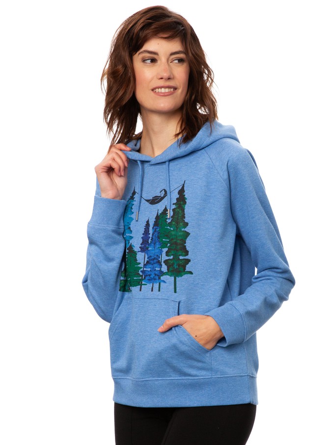 Wood Girl Hoodie blue melange from FellHerz T-Shirts - bio, fair & vegan