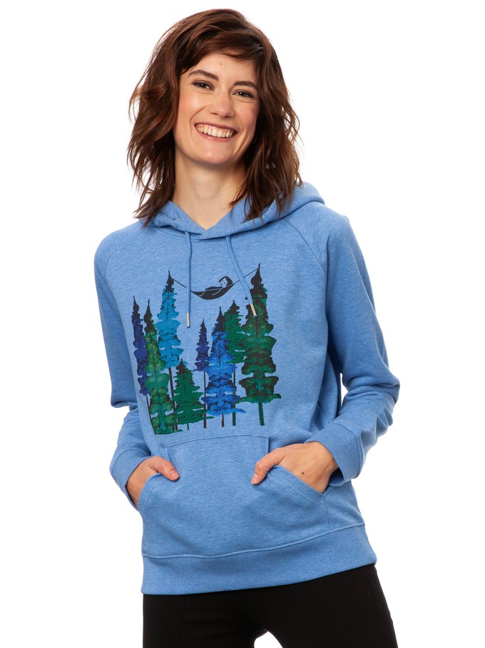 Wood Girl Hoodie blue melange from FellHerz T-Shirts - bio, fair & vegan