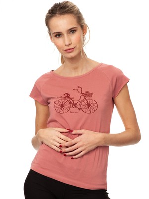 Bicycle Girl Cap Sleeve dusty rose from FellHerz T-Shirts - bio, fair & vegan