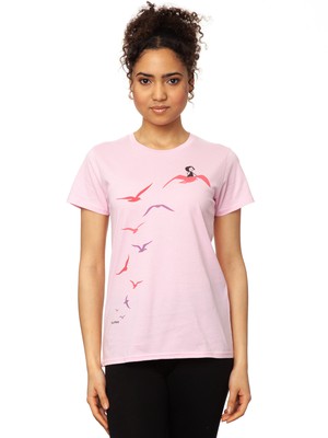 Seagull Flight T-Shirt pink from FellHerz T-Shirts - bio, fair & vegan