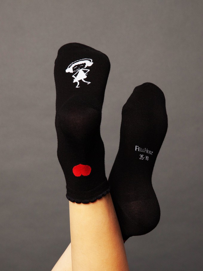 Pack of 3 socks with viscose (made of bamboo cellulose) heart black from FellHerz T-Shirts - bio, fair & vegan