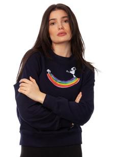 Rainbow Girl Raglan Sweater navy via FellHerz T-Shirts - bio, fair & vegan