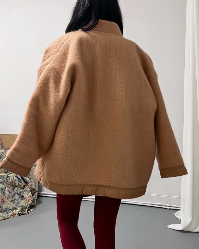 Our "DEEP PEACH"  wool Blanket Made COAT - M from Fitolojio Workshop