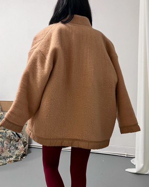 Our "DEEP PEACH"  wool Blanket Made COAT - M from Fitolojio Workshop