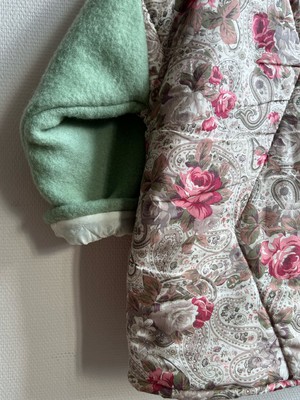 The "ROSES - PISTACHIO GREEN " Blankets Made - Collar COAT - L from Fitolojio Workshop