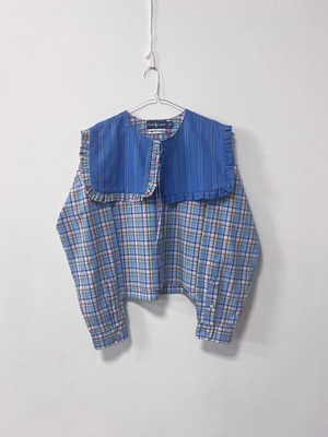 The "bOaN series" Blue Checkered Ralph Lauren Shirt - Statement collar -L from Fitolojio Workshop