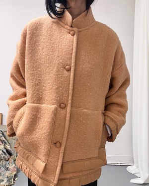 Our "DEEP PEACH"  wool Blanket Made COAT - M from Fitolojio Workshop