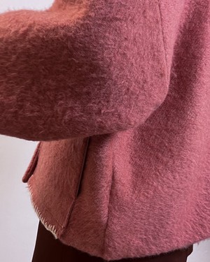 Our "Mr  CRAMER ROUGE PINK"  wool Blanket Made COAT - L- (Fit M/L) from Fitolojio Workshop