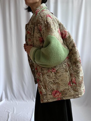 The "ROSES - PISTACHIO GREEN " Blankets Made - Collar COAT - L from Fitolojio Workshop