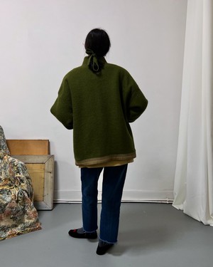 Our "OLIVE GROVE"  wool Blanket Made COAT - L (Fit M/L) from Fitolojio Workshop