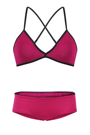 Set: Bio bra + hipster panties, berry from Frija Omina